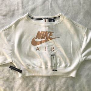 white & rose gold nike cropped sweater